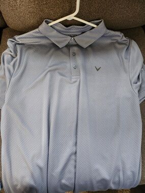 Callaway Men's Pale Blue Micro-Pattern Golf Polo